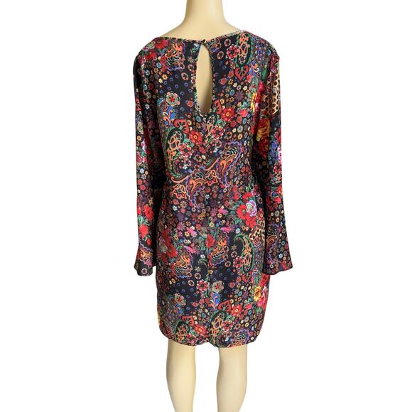 ECI New York Multicolor Floral Bell Sleeve Dress Sz 10 Boho Fall Style Festival - Picture 2 of 9